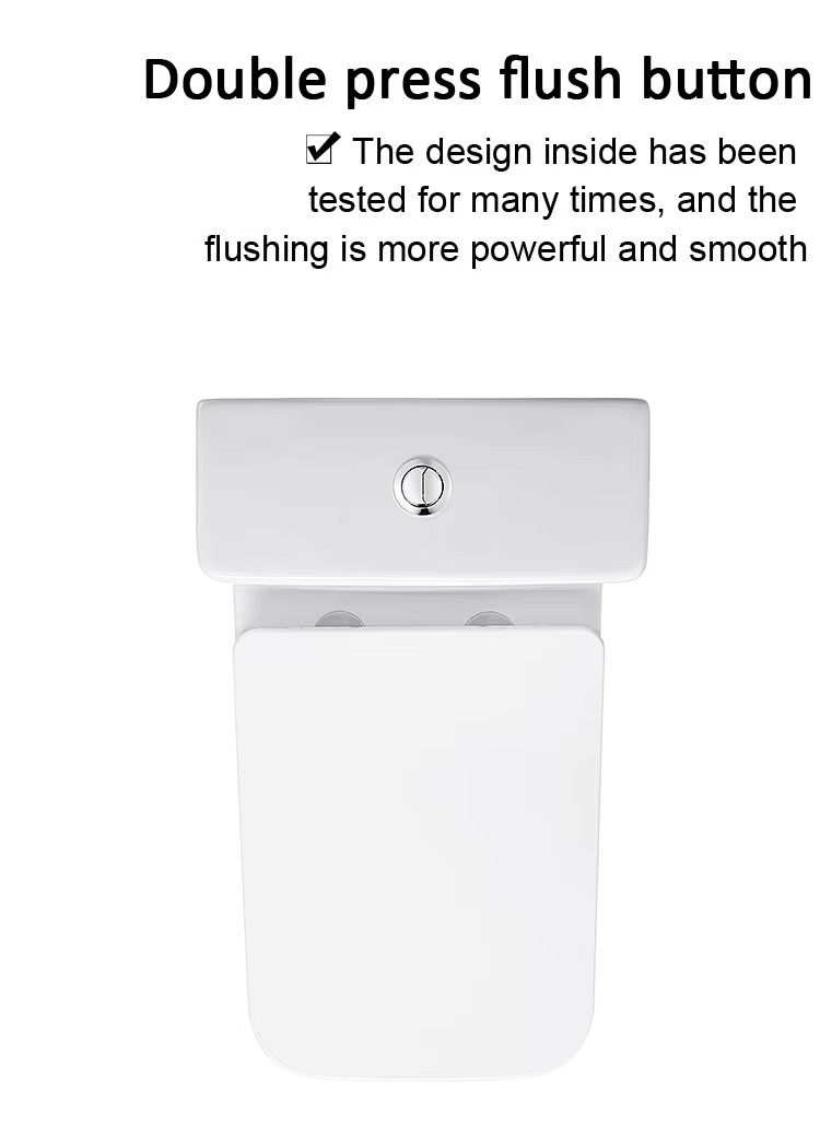 China Short Projection Square Toilet Ceramic Floor Standing WC P-trap Two Piece Toilet