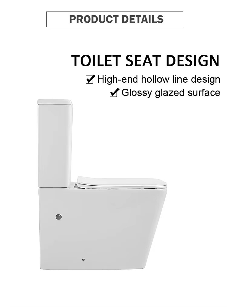 China Short Projection Square Toilet Ceramic Floor Standing WC P-trap Two Piece Toilet