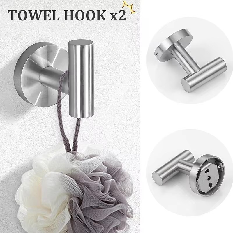 Wall mounted space saving paper rack, stainless steel storage container, towel rack, luxury bathroom