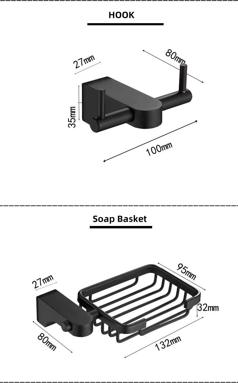 Six piece paper toothbrush cup holder, aluminum metal shelf, storage rack, bathroom accessories