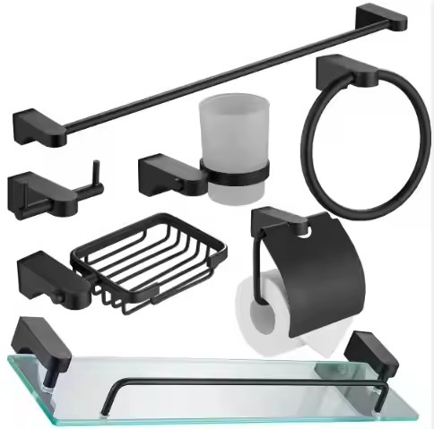 Six piece paper toothbrush cup holder, aluminum metal shelf, storage rack, bathroom accessories